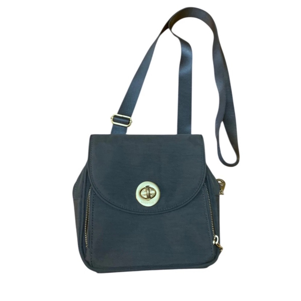 Baggallini Kensington Mini Gray Crossbody Travel Bag Compact Purse Shoulder Bag